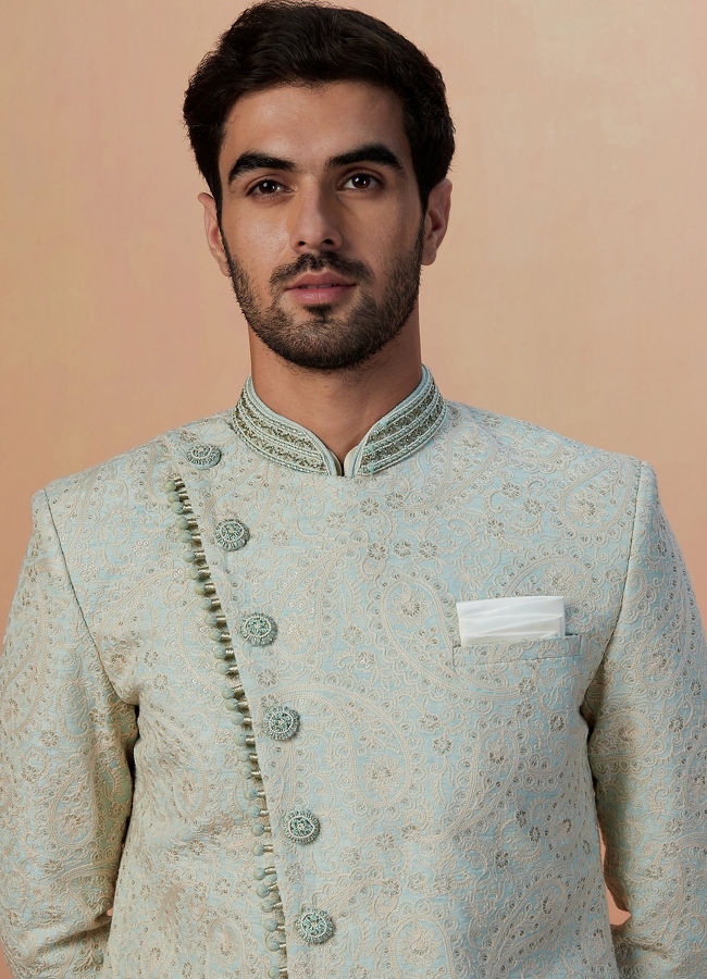 Manyavar 2025 green sherwani